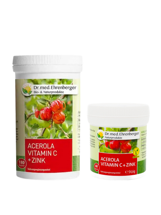 Dr. Ehrenberger - Acerola Vitamin C + Zink Kapseln | Natürliche Energie & Immunschutz