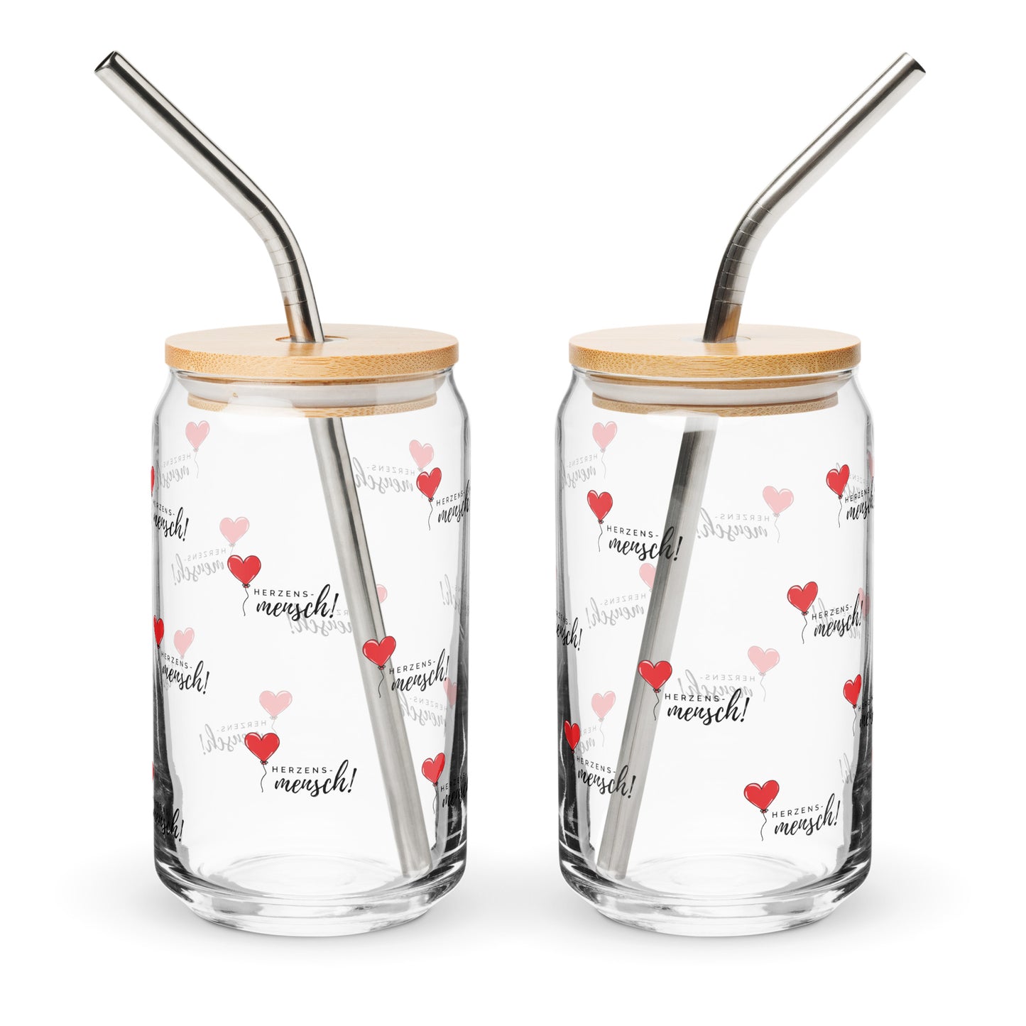 Herzensmensch Glas mit rotem Herzluftballon – 473 ml – Dosenglas