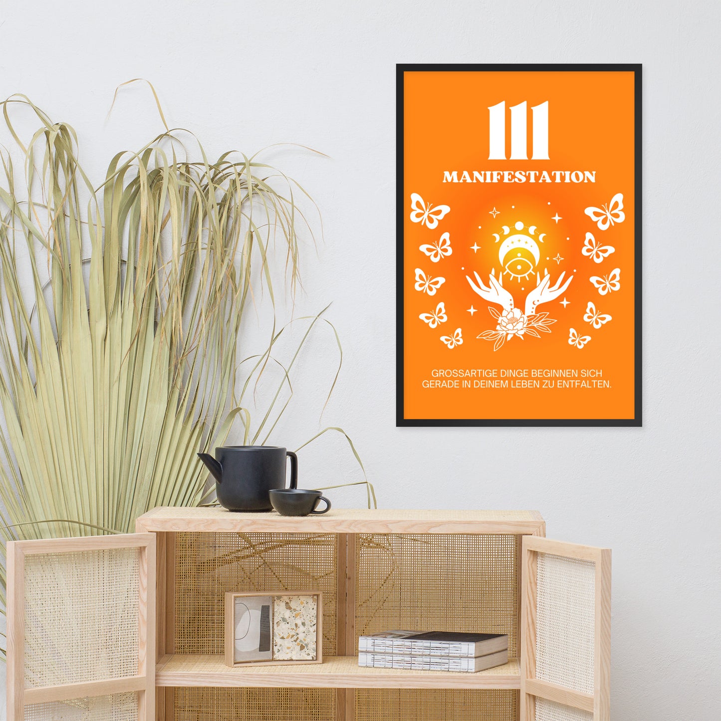 Engelszahl 111 Poster - Chakra Orange - Sakralchakra – Manifestation | Spirituelles Wandbild gerahmt