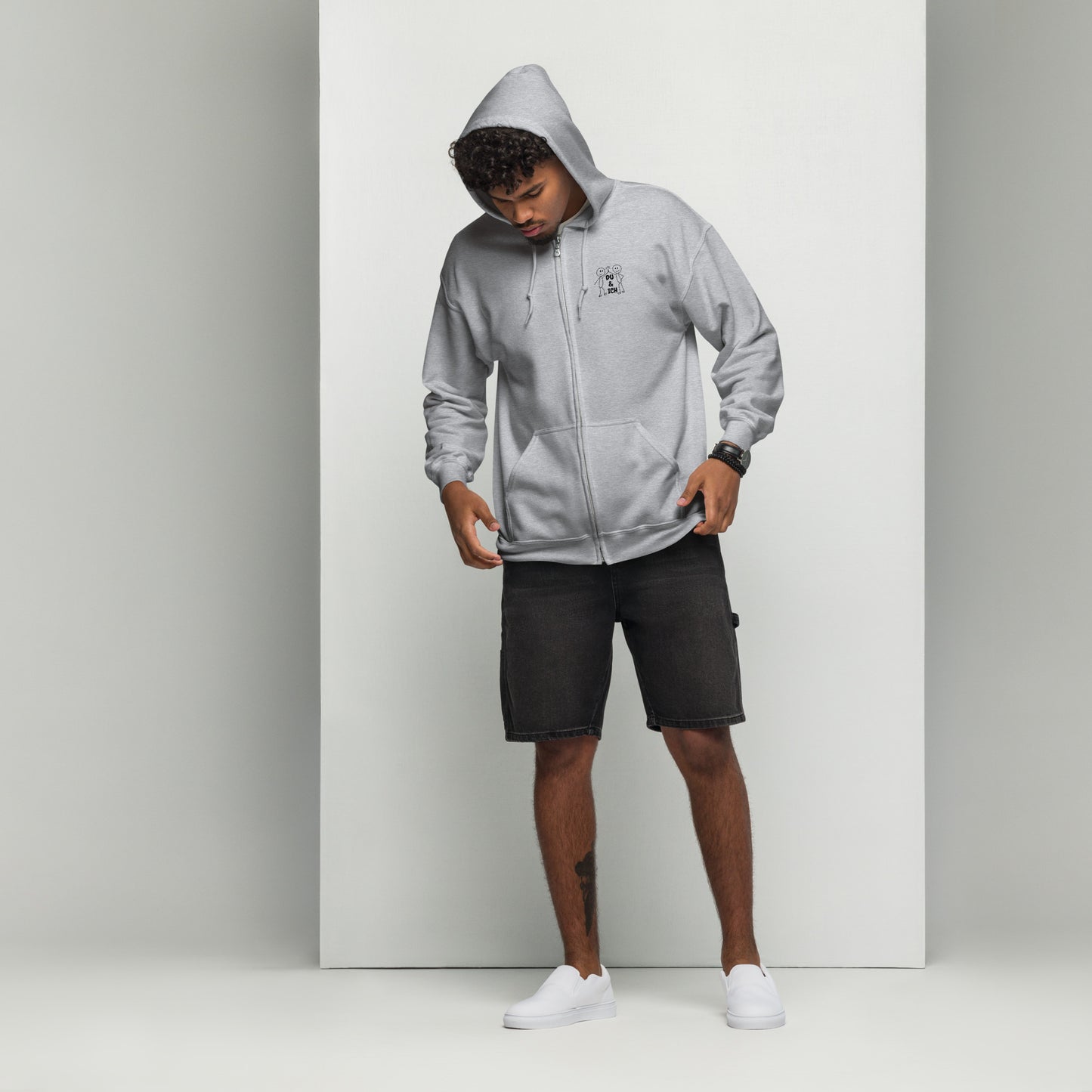 Gemeinsam sind wir stark – Kapuzen-Weste | Unisex Zip Hoodie aus Fleece - Grau