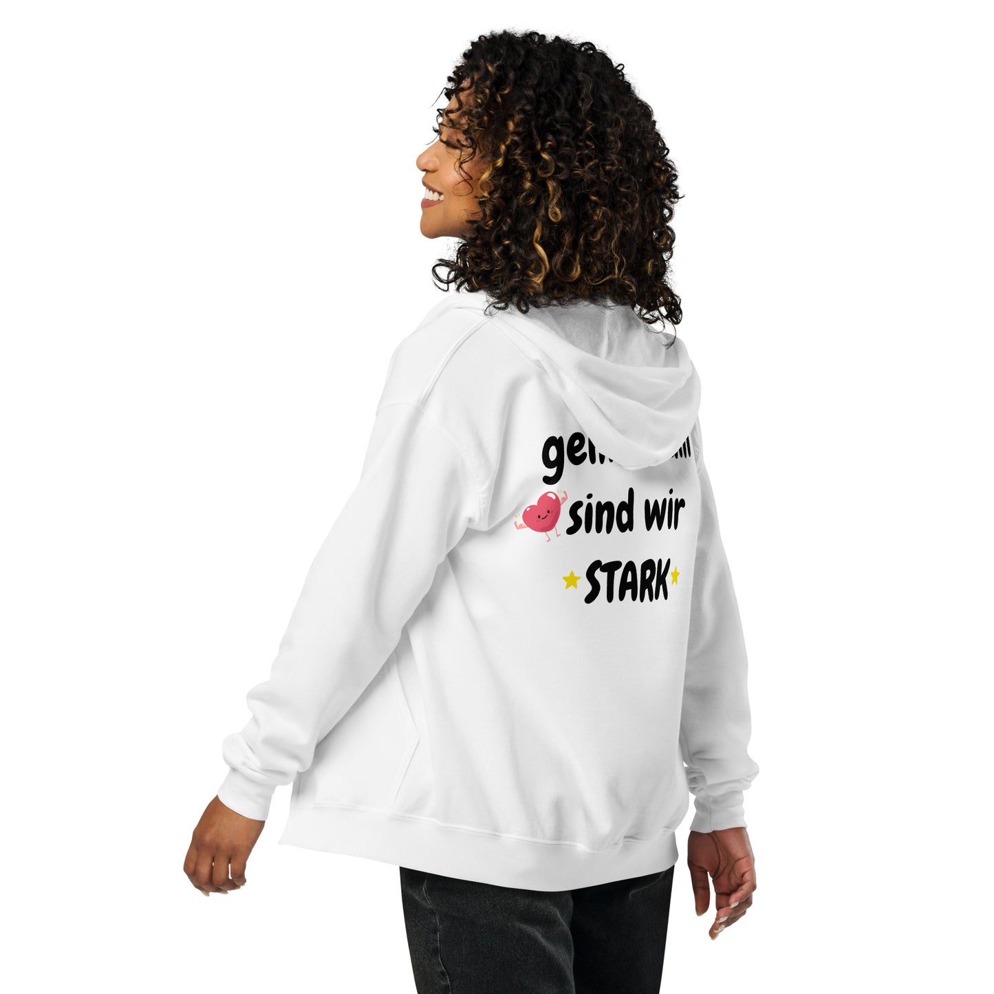 Gemeinsam sind wir stark – Kapuzen-Weste | Unisex Zip Hoodie aus Fleece - Weiß