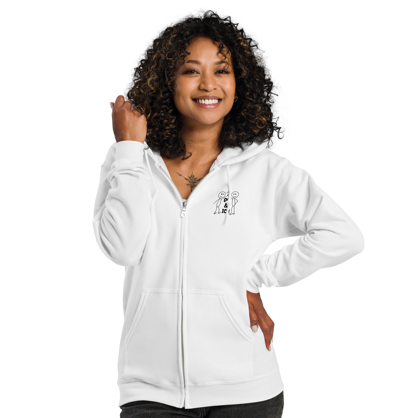 Gemeinsam sind wir stark – Kapuzen-Weste | Unisex Zip Hoodie aus Fleece - Weiß