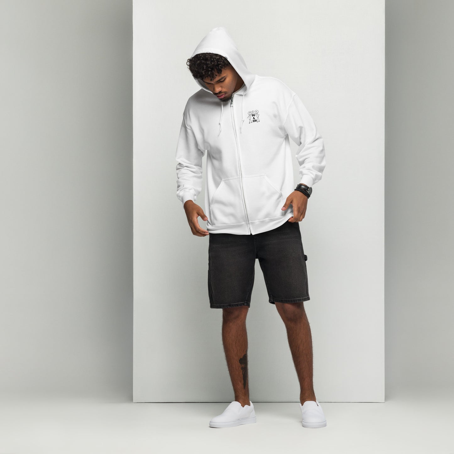 Gemeinsam sind wir stark – Kapuzen-Weste | Unisex Zip Hoodie aus Fleece - Weiß