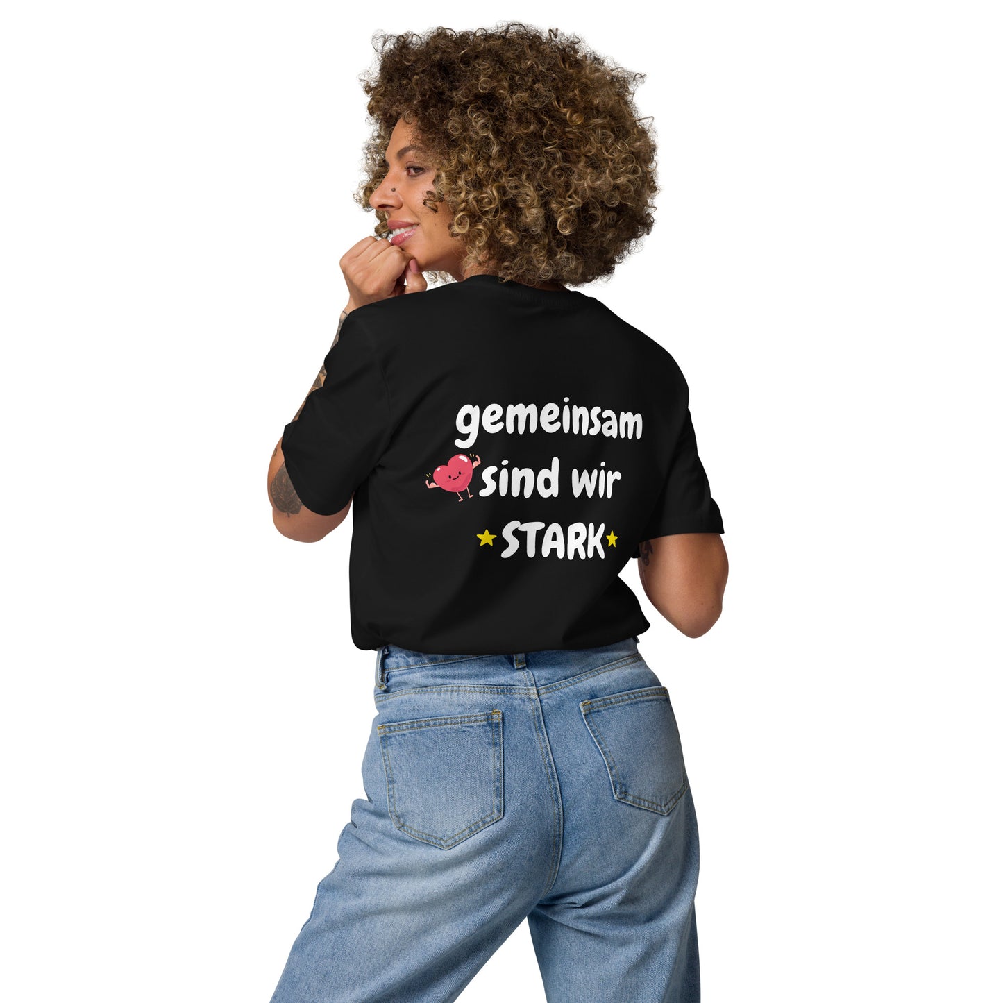 Gemeinsam sind wir stark – Unisex Bio-Baumwoll-T-Shirt - Weißer Schriftzug - Schwarz