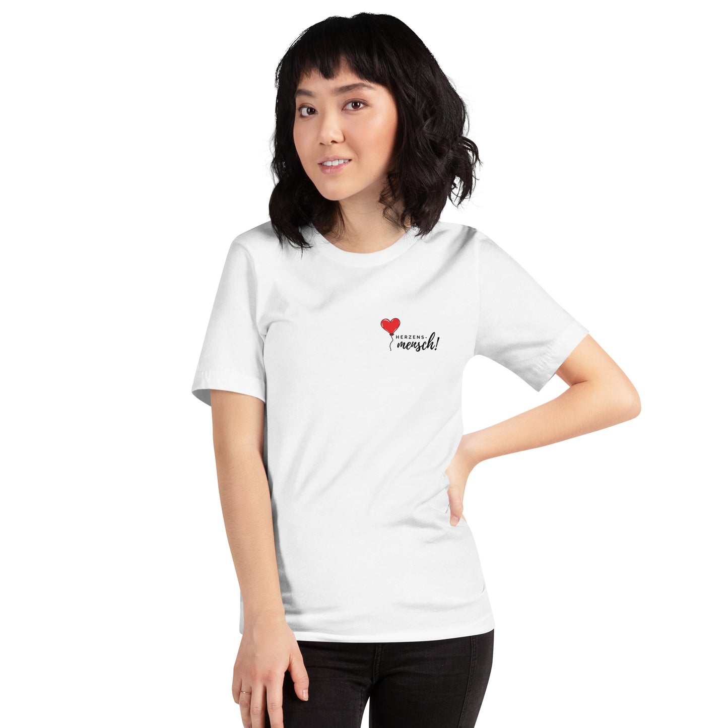 "Herzensmensch" T-shirt with RED heart balloon – Perfect for Valentine's Day