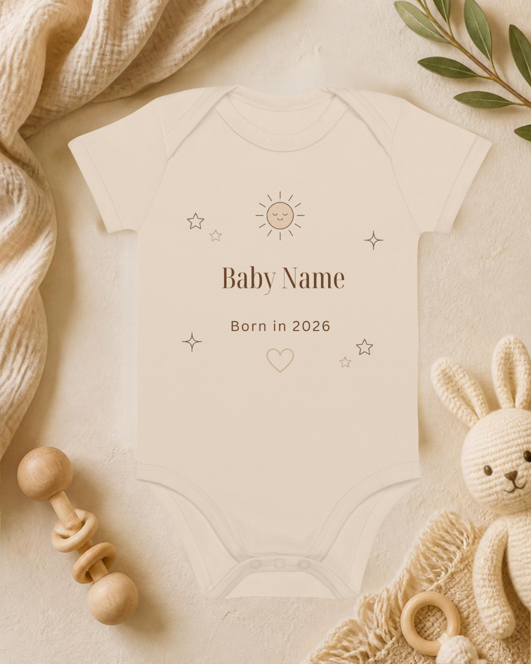 Born This Year – Personalisierter Baby Body aus Bio-Baumwolle – Name & Geburtsjahr