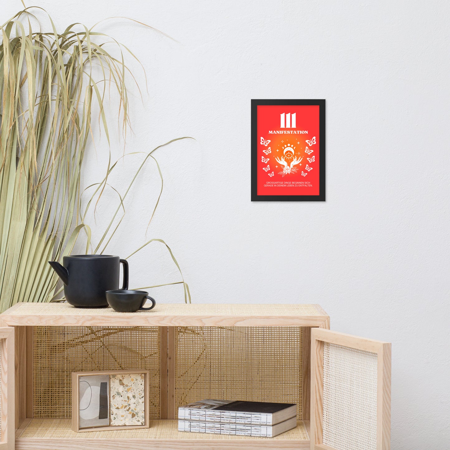 Engelszahl 111 Poster - Chakra Rot - Wurzelchakra – Manifestation | Spirituelles Wandbild gerahmt