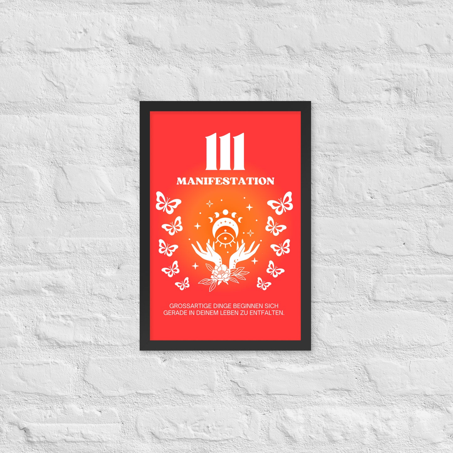 Engelszahl 111 Poster - Chakra Rot - Wurzelchakra – Manifestation | Spirituelles Wandbild gerahmt