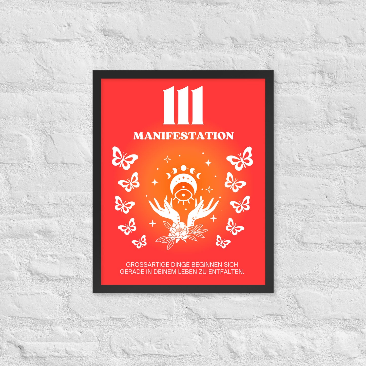 Engelszahl 111 Poster - Chakra Rot - Wurzelchakra – Manifestation | Spirituelles Wandbild gerahmt