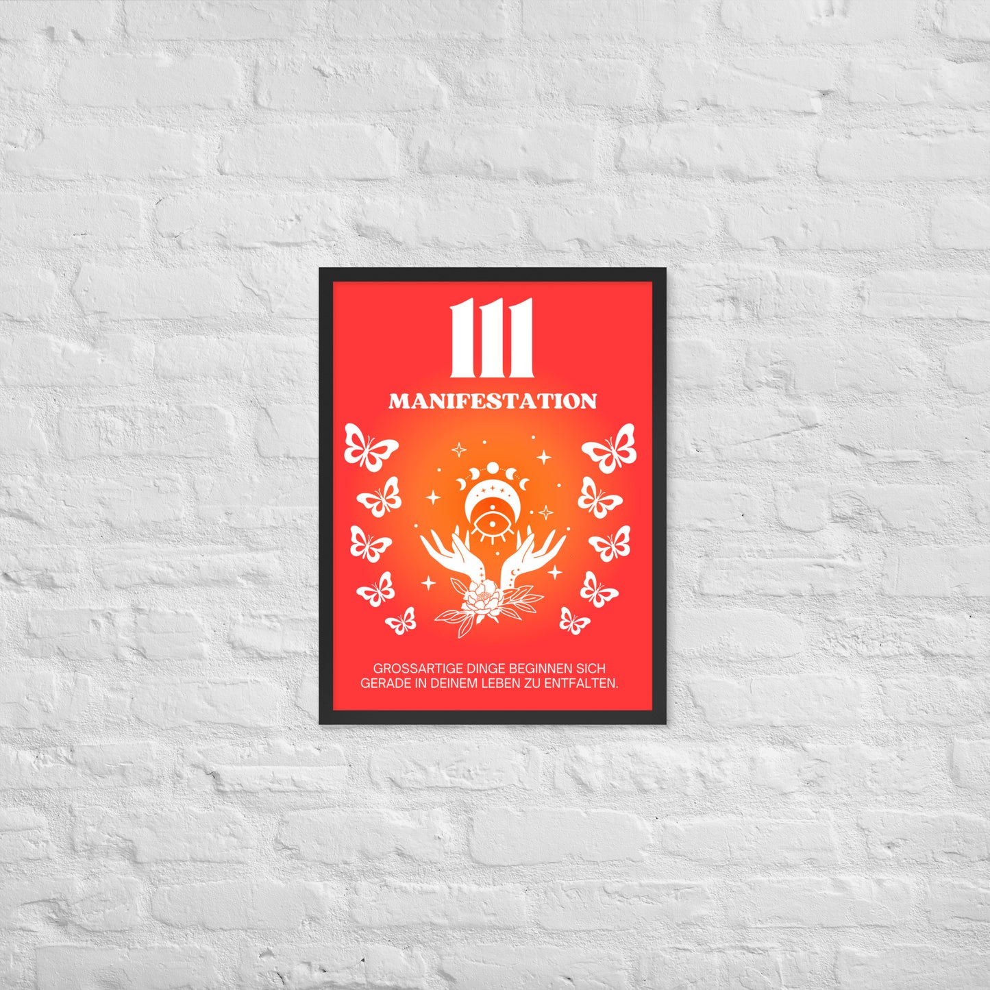 Engelszahl 111 Poster - Chakra Rot - Wurzelchakra – Manifestation | Spirituelles Wandbild gerahmt