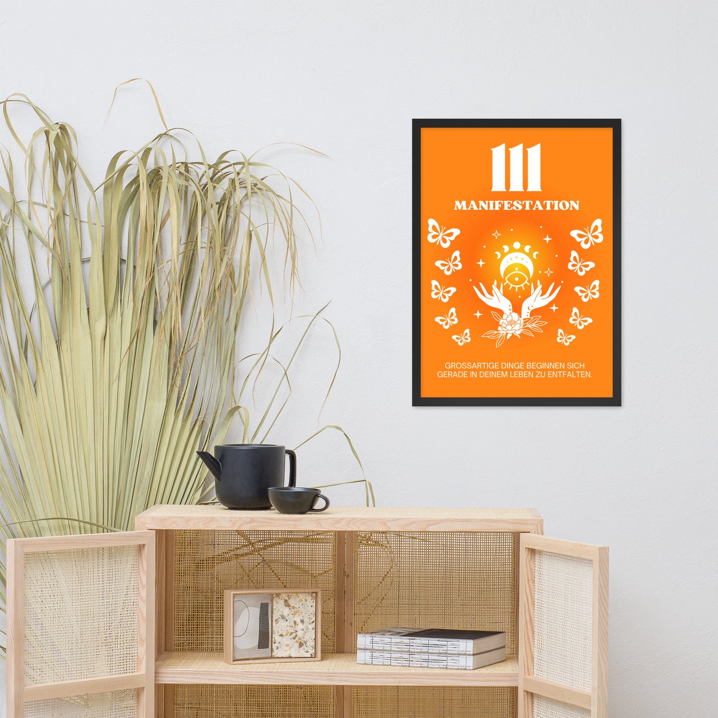 Engelszahl 111 Poster - Chakra Orange - Sakralchakra – Manifestation | Spirituelles Wandbild gerahmt