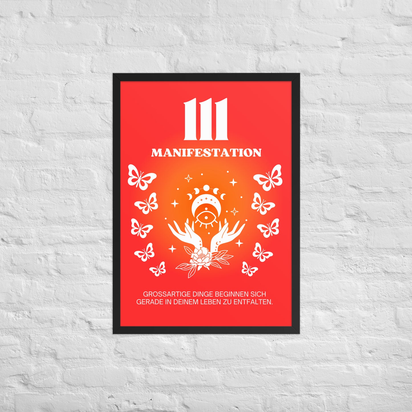Engelszahl 111 Poster - Chakra Rot - Wurzelchakra – Manifestation | Spirituelles Wandbild gerahmt