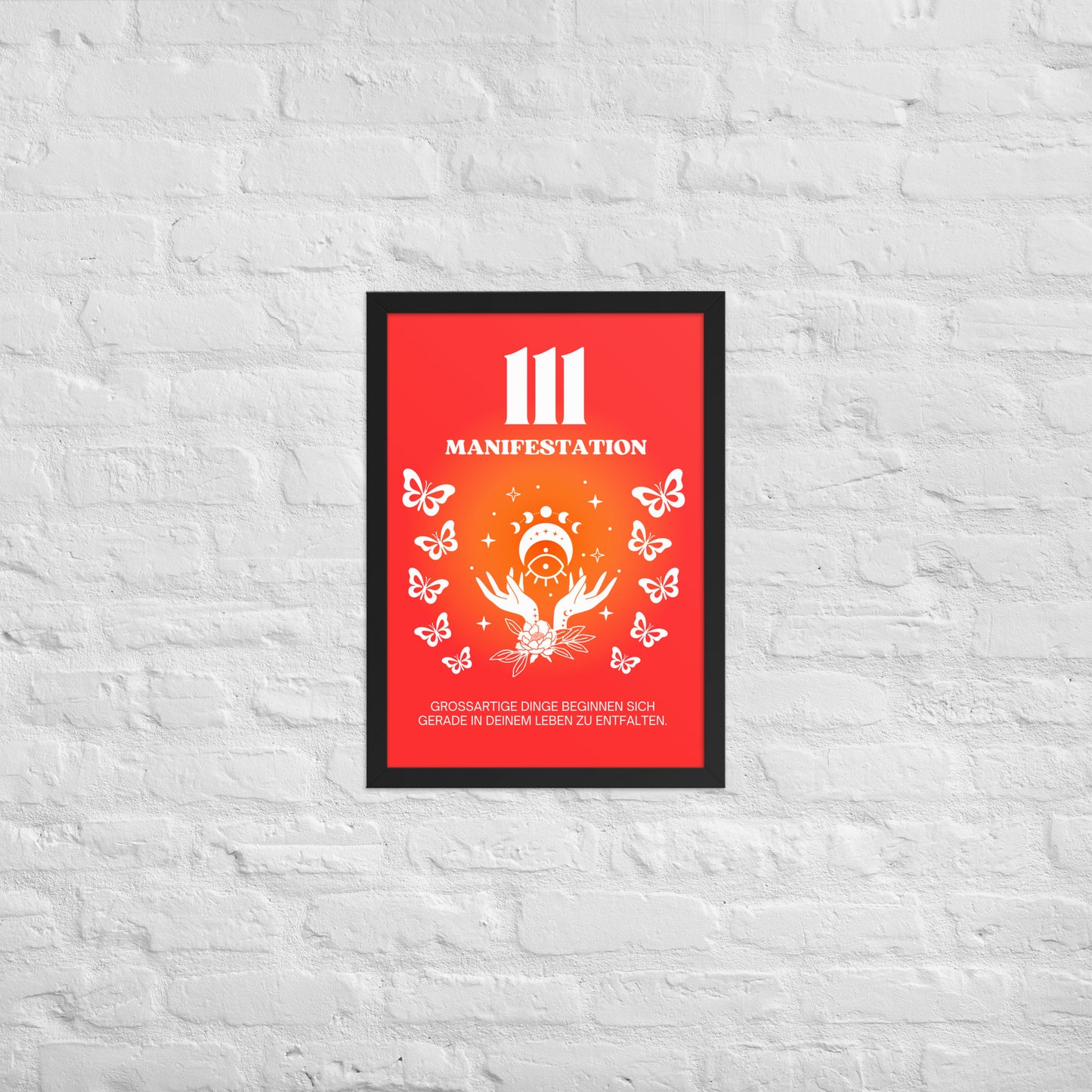 Engelszahl 111 Poster - Chakra Rot - Wurzelchakra – Manifestation | Spirituelles Wandbild gerahmt