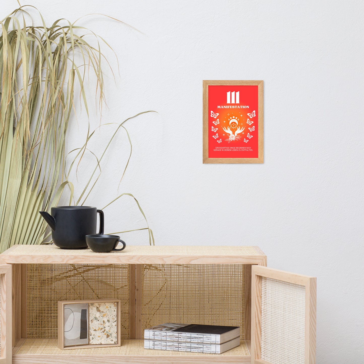 Engelszahl 111 Poster - Chakra Rot - Wurzelchakra – Manifestation | Spirituelles Wandbild gerahmt