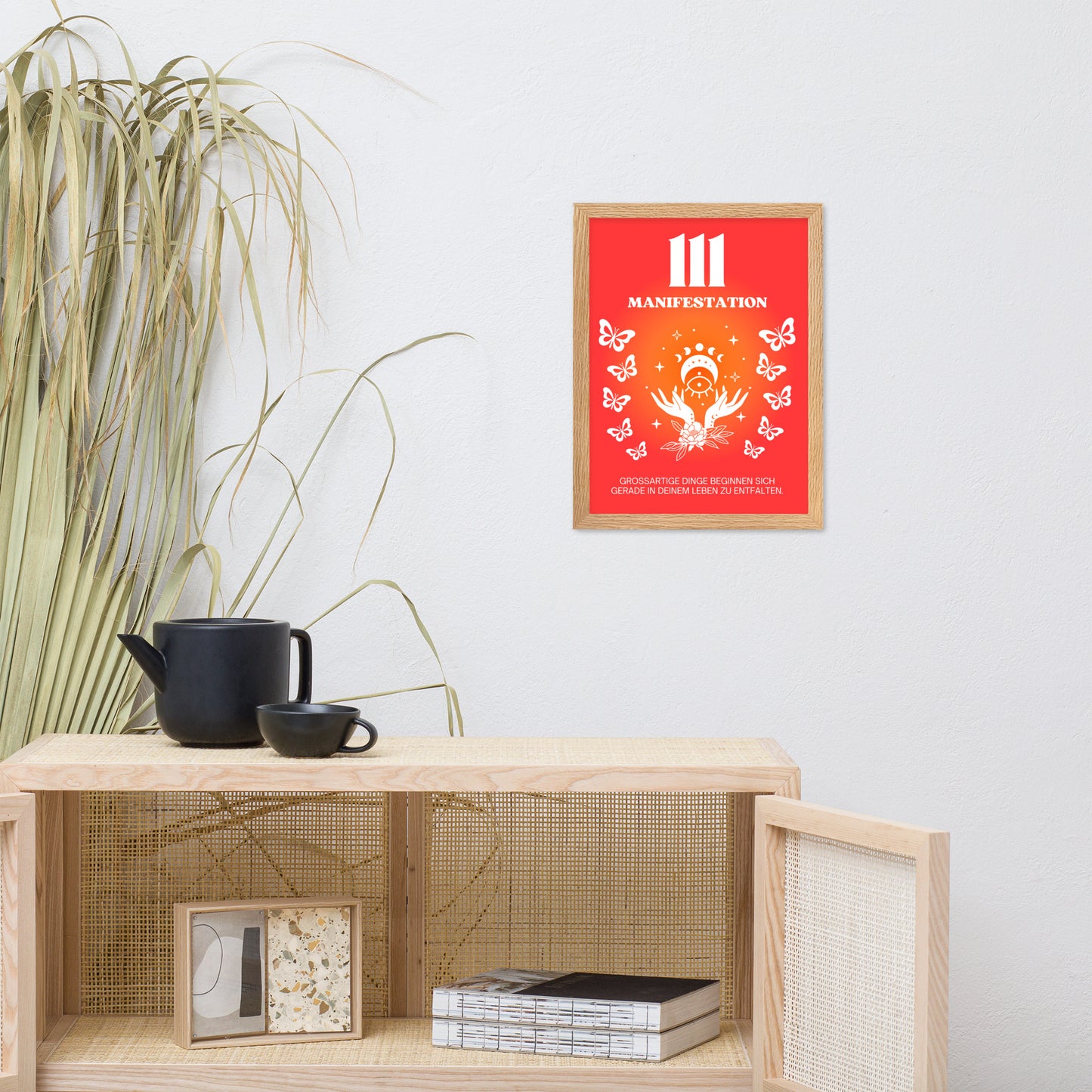Engelszahl 111 Poster - Chakra Rot - Wurzelchakra – Manifestation | Spirituelles Wandbild gerahmt