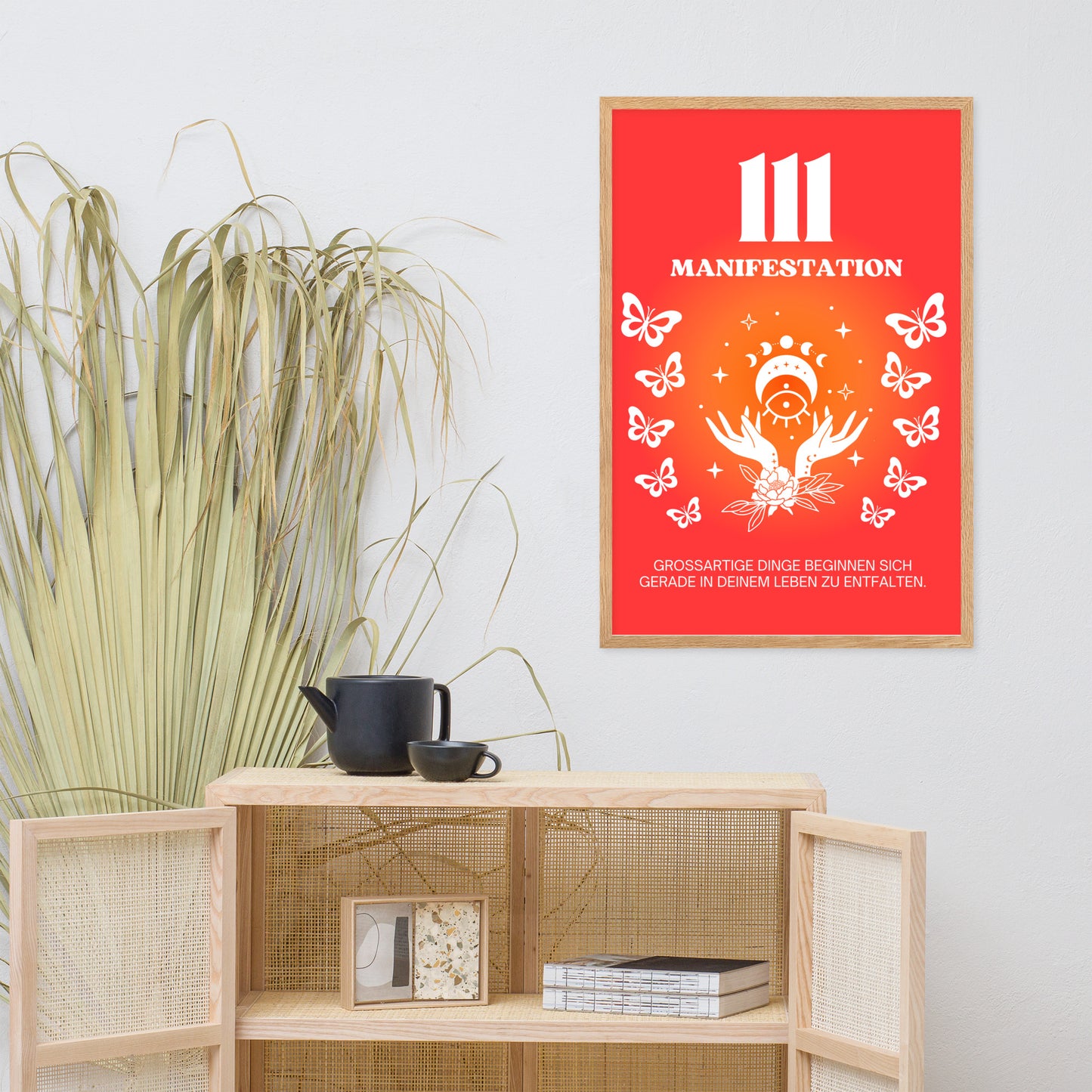 Engelszahl 111 Poster - Chakra Rot - Wurzelchakra – Manifestation | Spirituelles Wandbild gerahmt