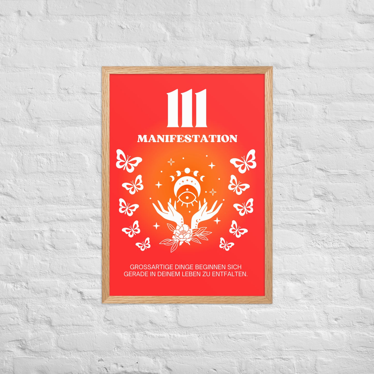Engelszahl 111 Poster - Chakra Rot - Wurzelchakra – Manifestation | Spirituelles Wandbild gerahmt