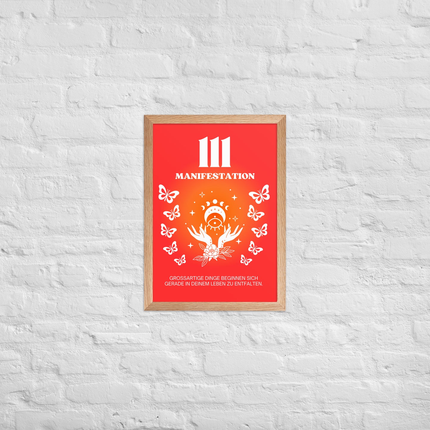 Engelszahl 111 Poster - Chakra Rot - Wurzelchakra – Manifestation | Spirituelles Wandbild gerahmt