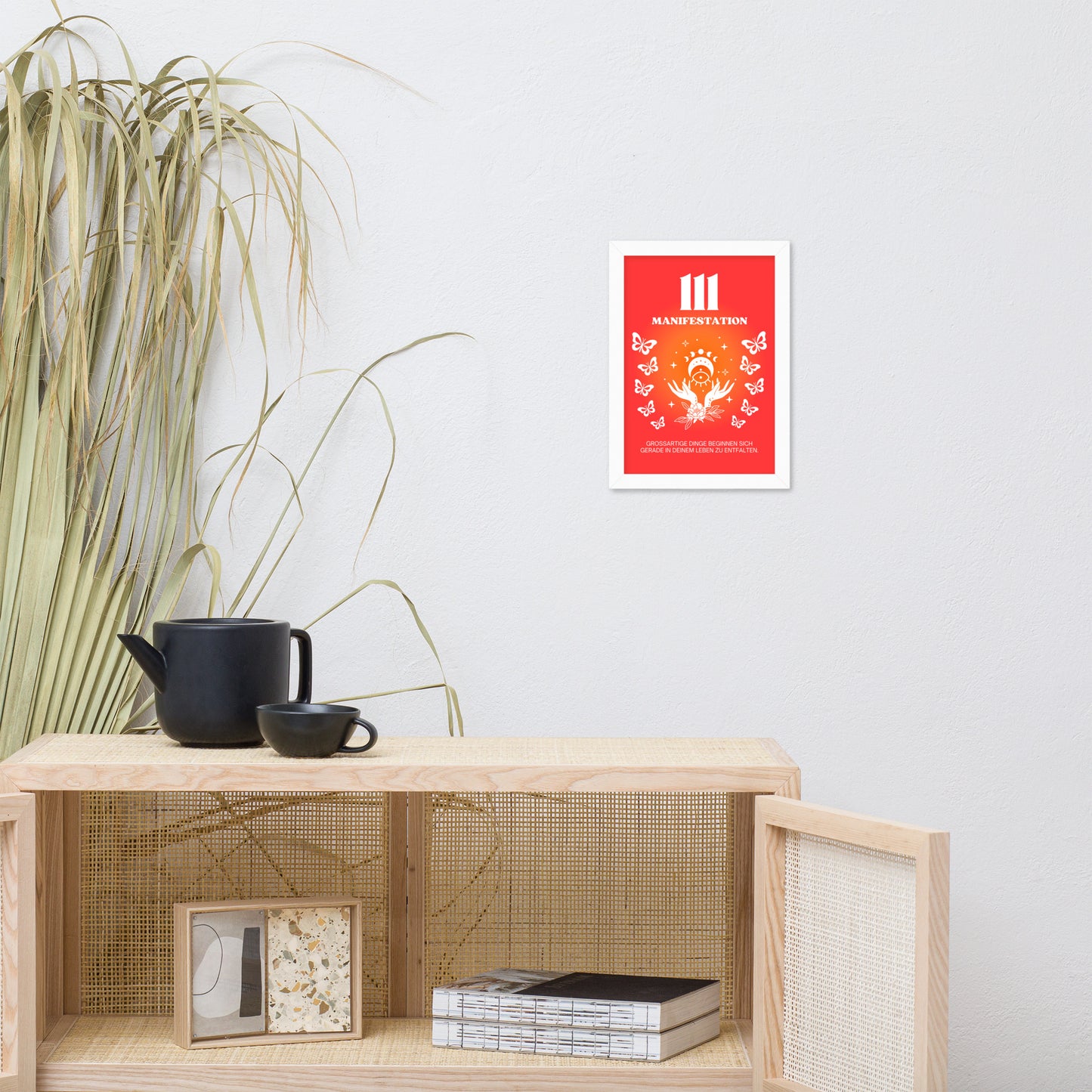 Engelszahl 111 Poster - Chakra Rot - Wurzelchakra – Manifestation | Spirituelles Wandbild gerahmt