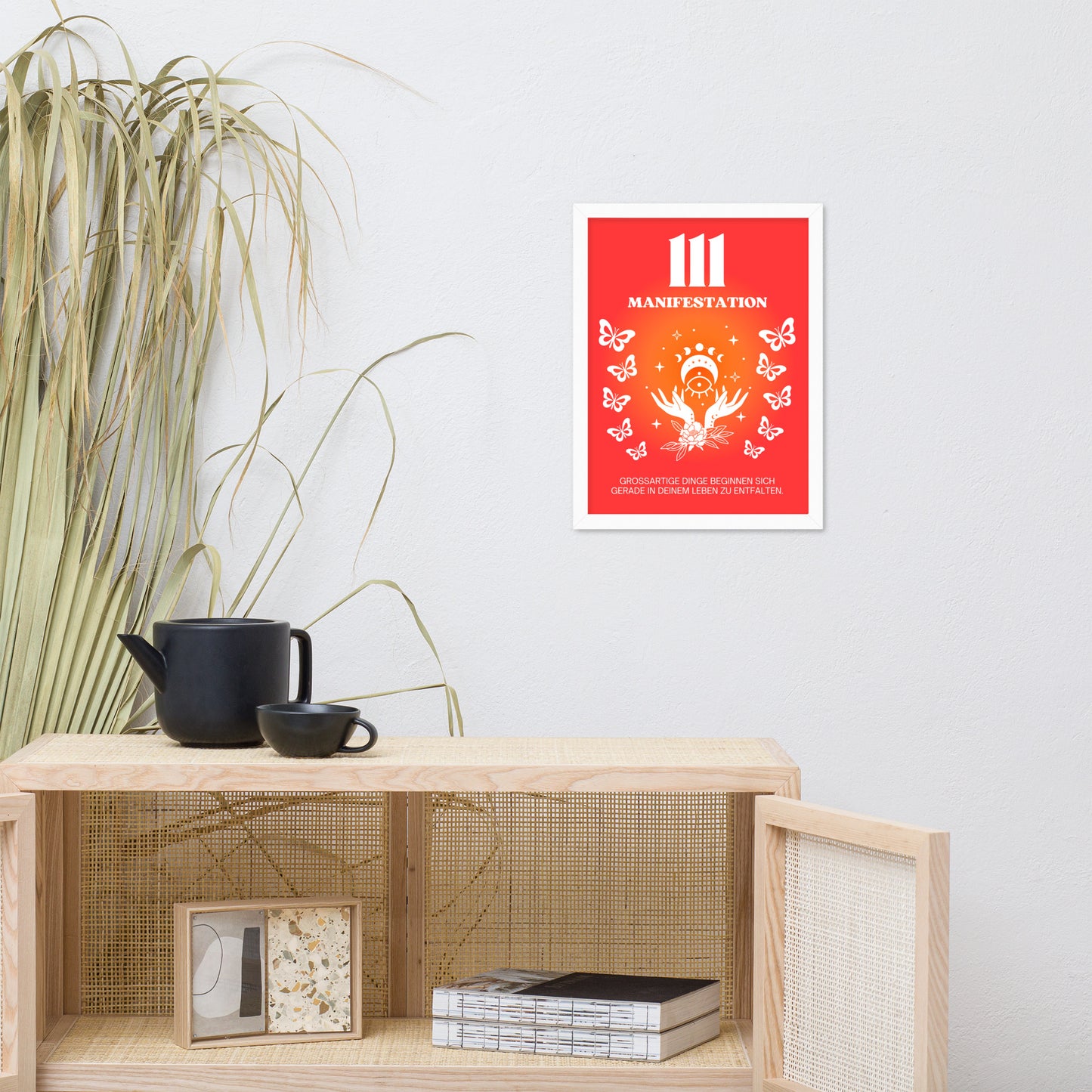 Engelszahl 111 Poster - Chakra Rot - Wurzelchakra – Manifestation | Spirituelles Wandbild gerahmt