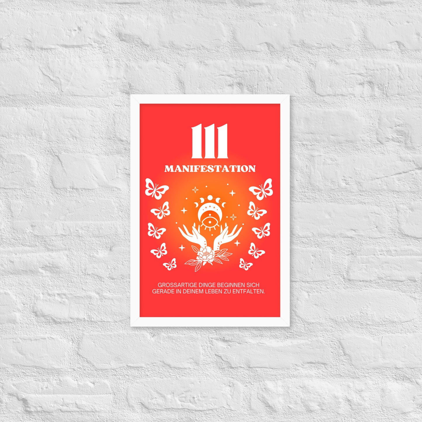 Engelszahl 111 Poster - Chakra Rot - Wurzelchakra – Manifestation | Spirituelles Wandbild gerahmt