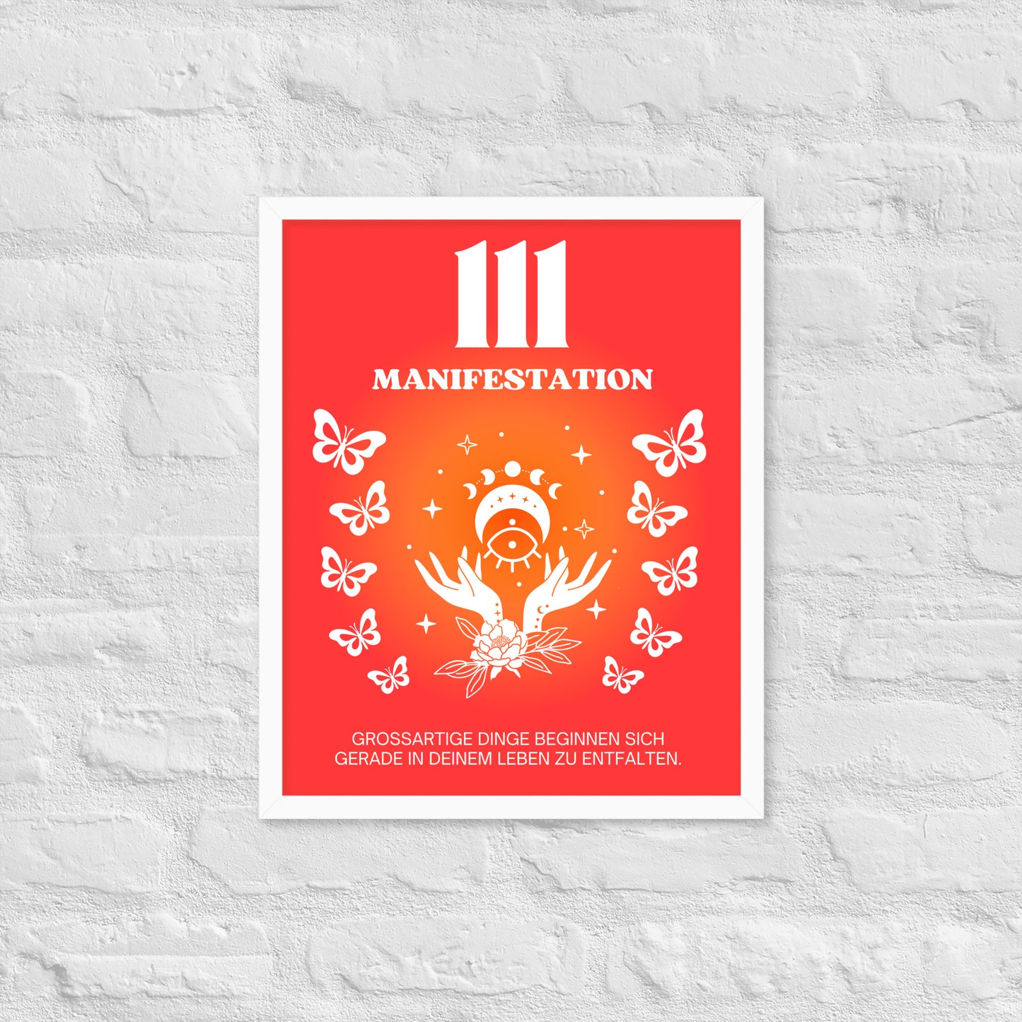 Engelszahl 111 Poster - Chakra Rot - Wurzelchakra – Manifestation | Spirituelles Wandbild gerahmt