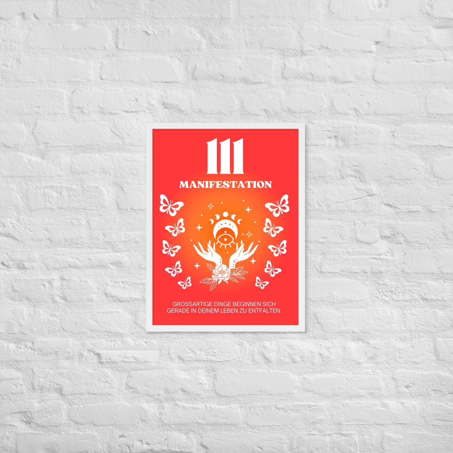 Engelszahl 111 Poster - Chakra Rot - Wurzelchakra – Manifestation | Spirituelles Wandbild gerahmt