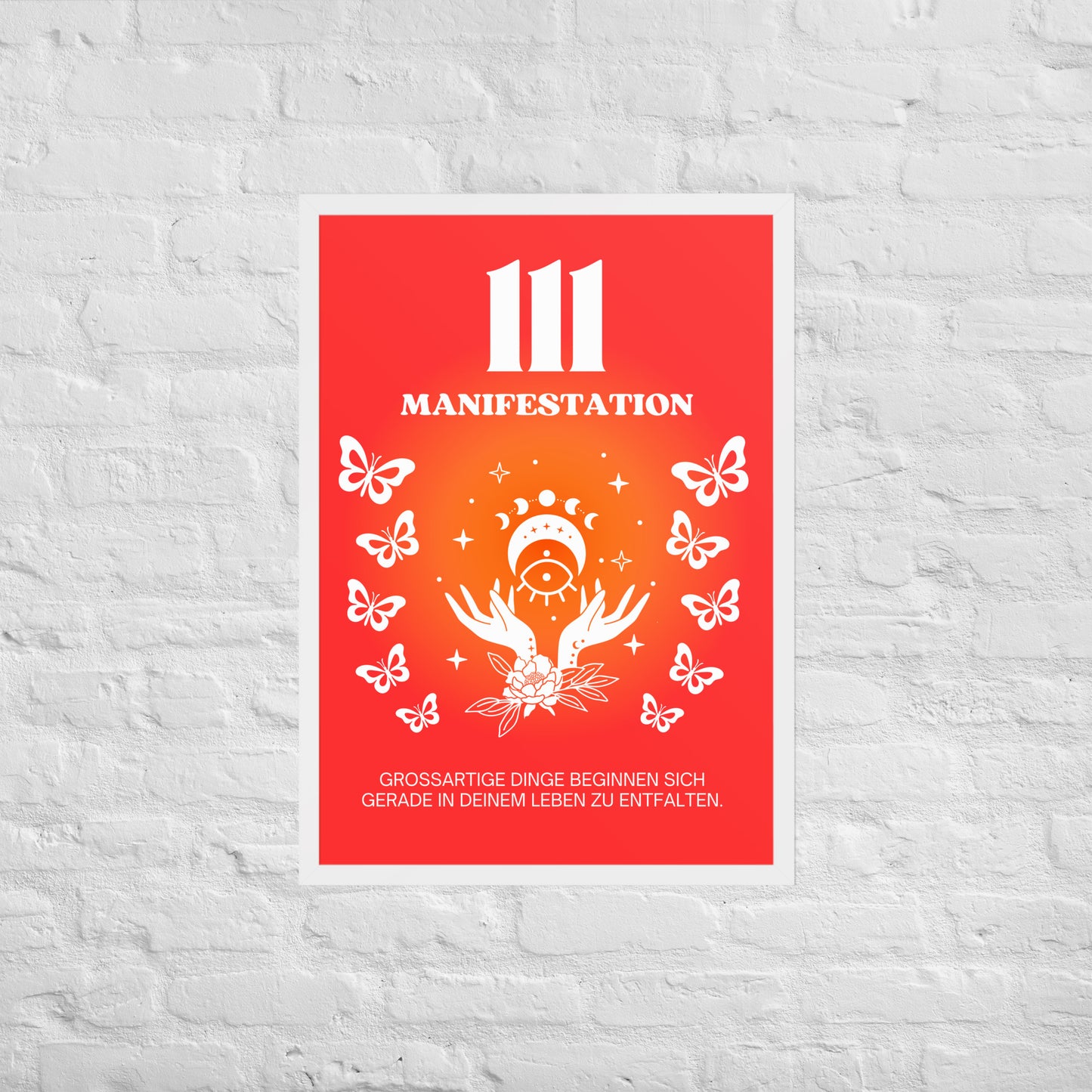 Engelszahl 111 Poster - Chakra Rot - Wurzelchakra – Manifestation | Spirituelles Wandbild gerahmt