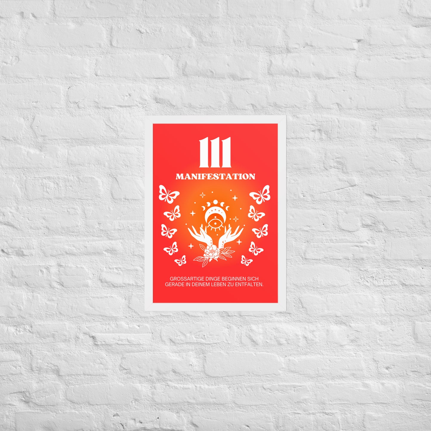 Engelszahl 111 Poster - Chakra Rot - Wurzelchakra – Manifestation | Spirituelles Wandbild gerahmt
