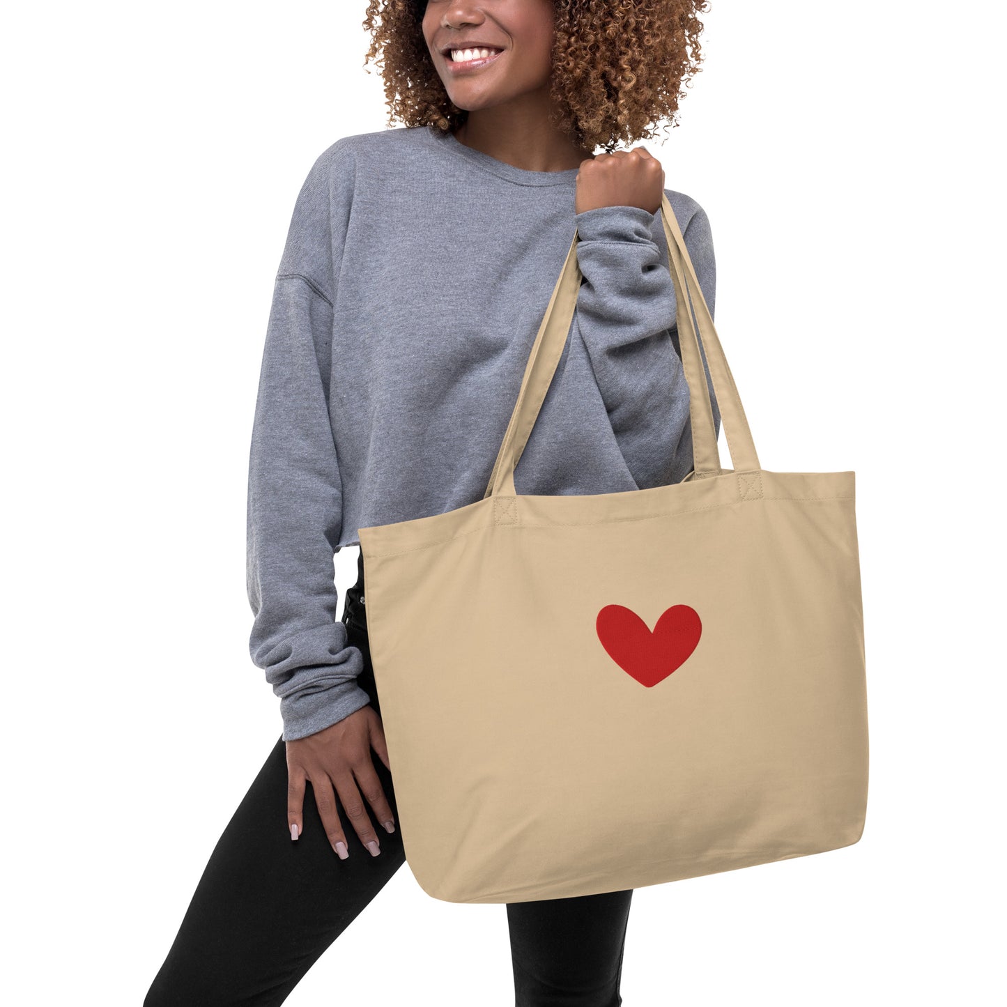 Bio Tote Bag - Red Heart - Gestickt