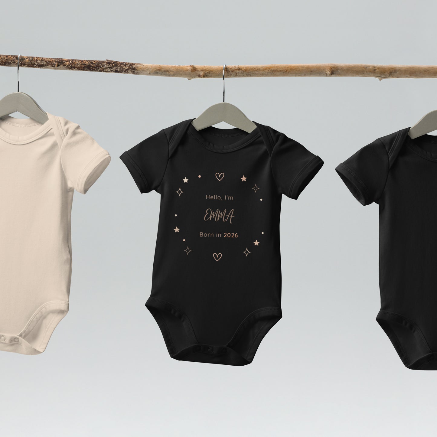 Hello I'm... – Personalisierter Baby Body aus Bio-Baumwolle – Name & Geburtsjahr